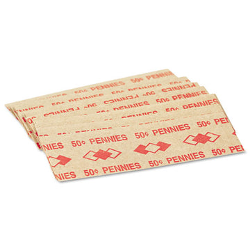 Iconex™ Tubular Coin Wrappers, Pennies, $.50, Pop-open Wrappers, 1000-pack freeshipping - TVN Wholesale